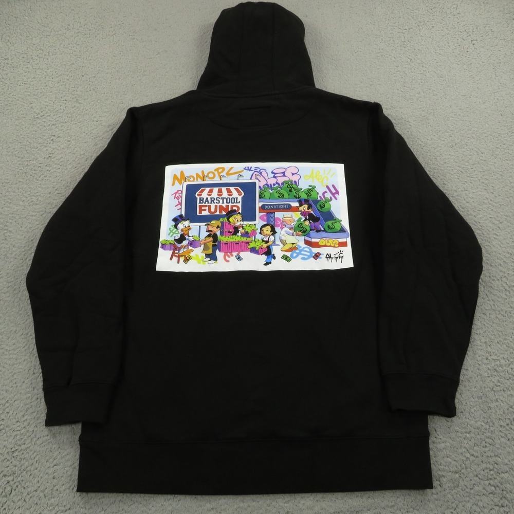 Alec Monopoly Hoodie Mens XXL Black Graphic Streetwear Art Barstool Sports USA